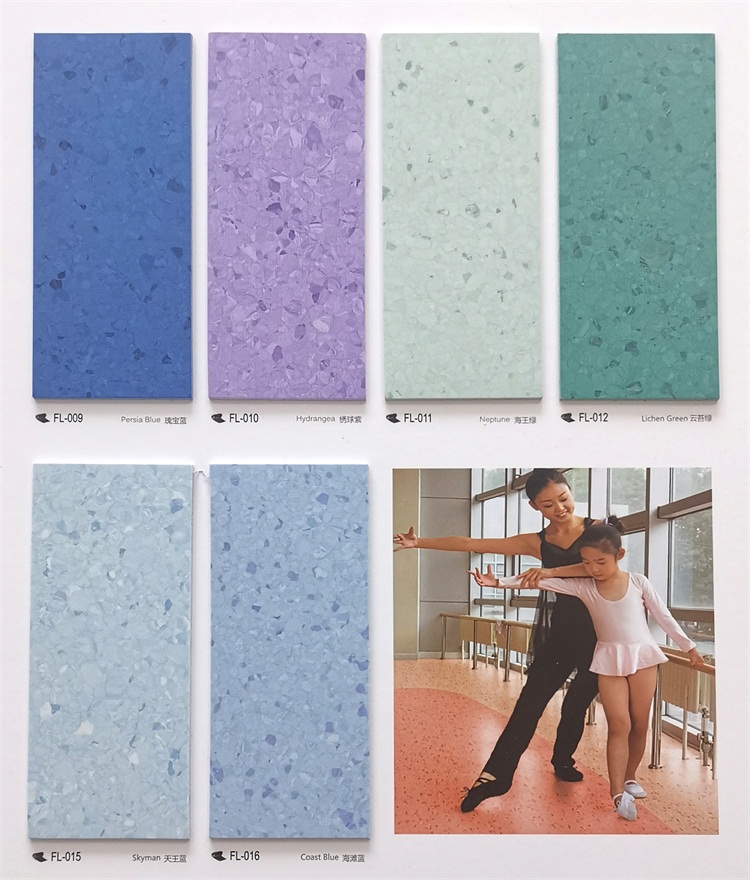 Antibacterial Hospital PVC floor rolls Homogeneous vinyl Floor 